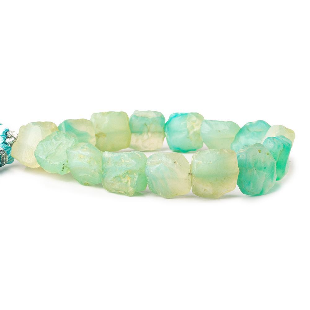 Seafoam Blue Green Agate Tumbled Hammer Faceted Square beads 7.5 inch 16 pieces - The Bead Traders