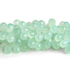 Seafoam Chalcedony Faceted Teardrops 5.5 inch 37 beads - The Bead Traders