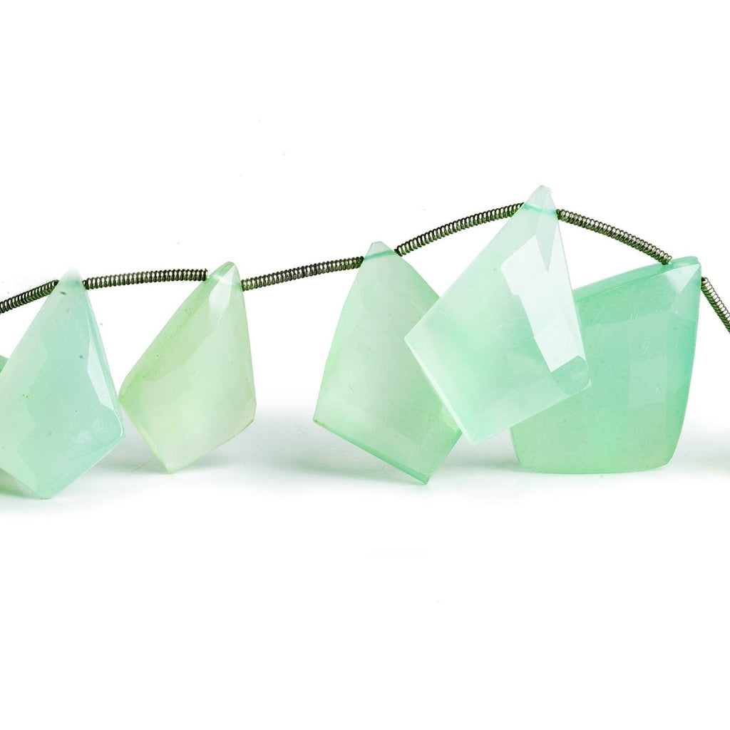 Seafoam Green Chalcedony Faceted Kite 9.5 inch 15 beads - The Bead Traders