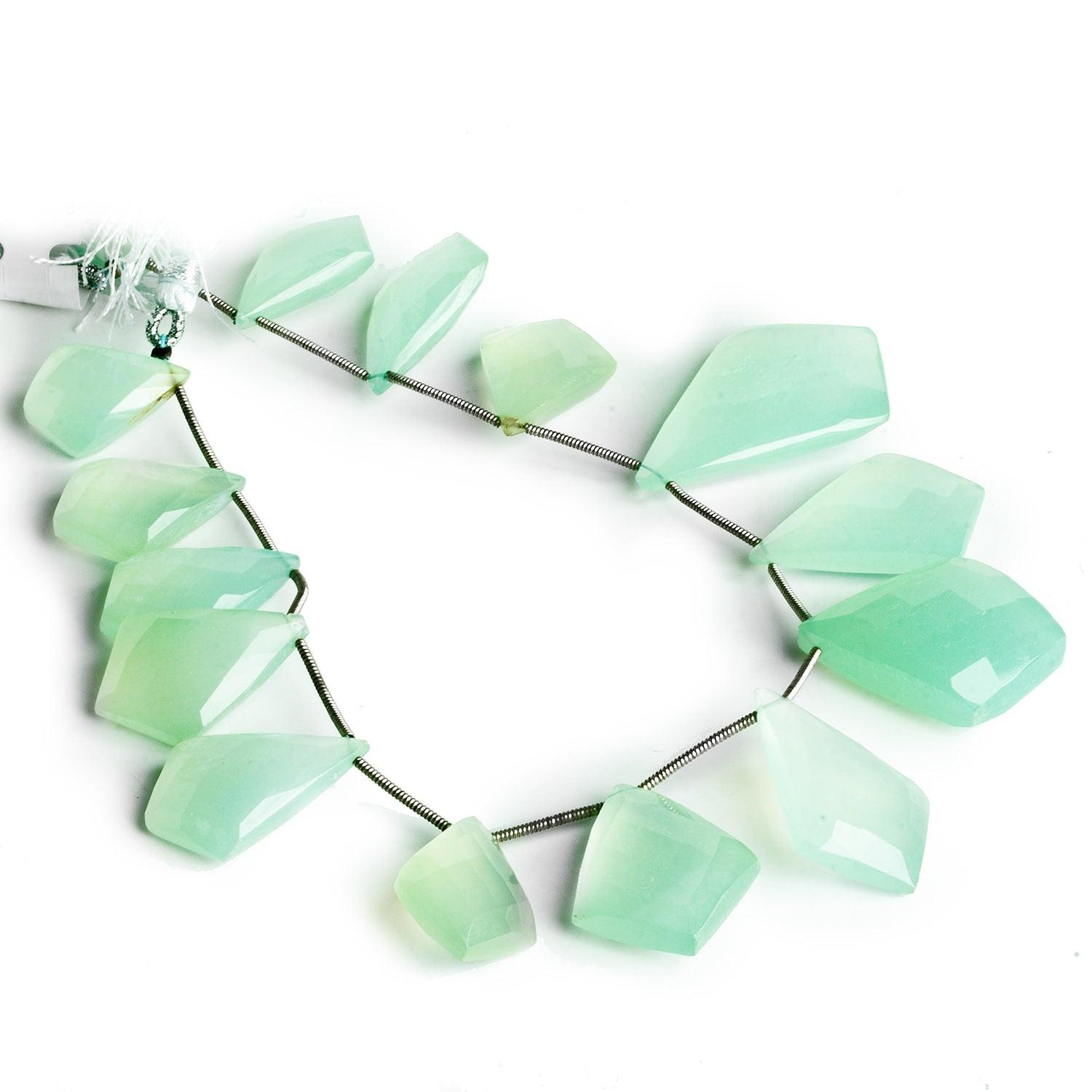 Seafoam Green Chalcedony Faceted Kite 9.5 inch 15 beads - The Bead Traders