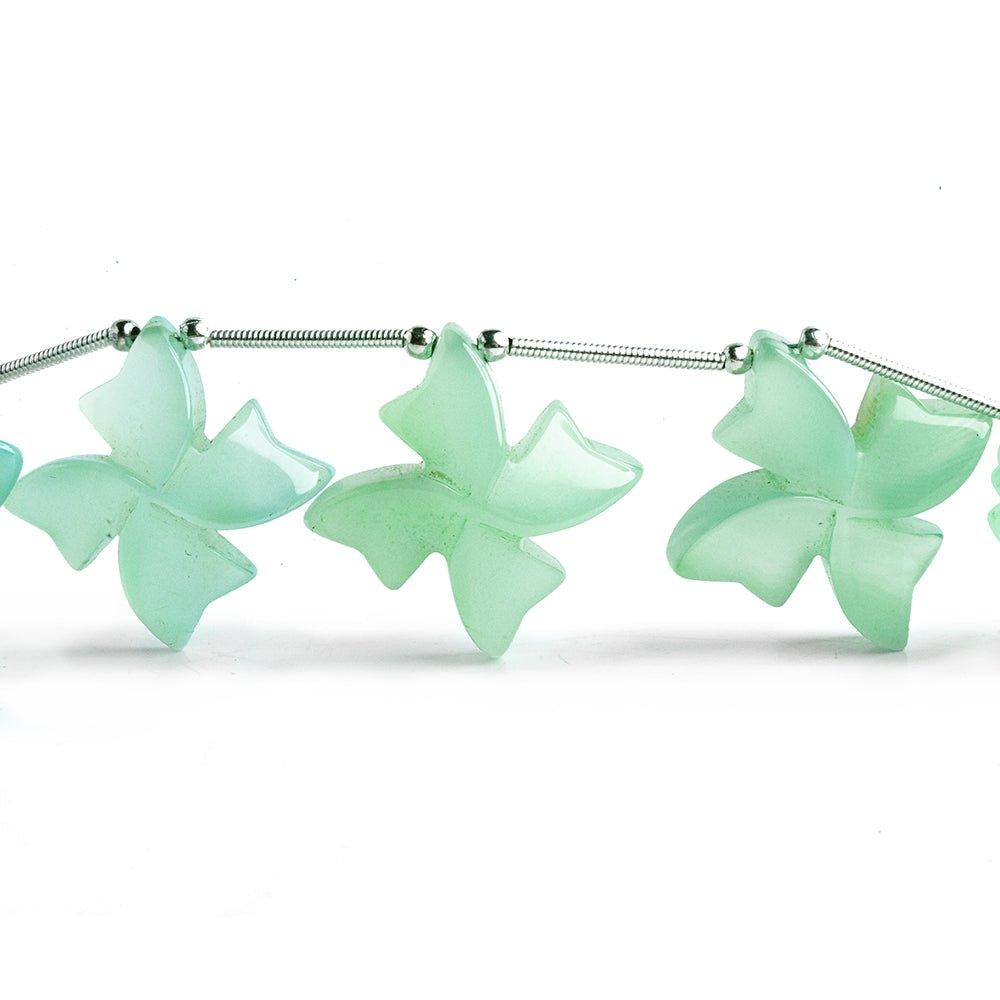 Seafoam Green Fancy Carved Flower Beads 7.5 inch 9 pieces - The Bead Traders