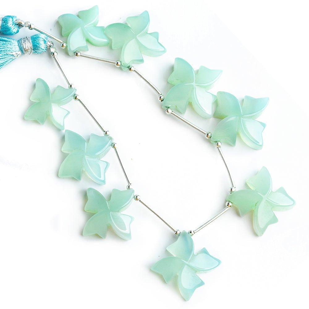 Seafoam Green Fancy Carved Flower Beads 7.5 inch 9 pieces - The Bead Traders