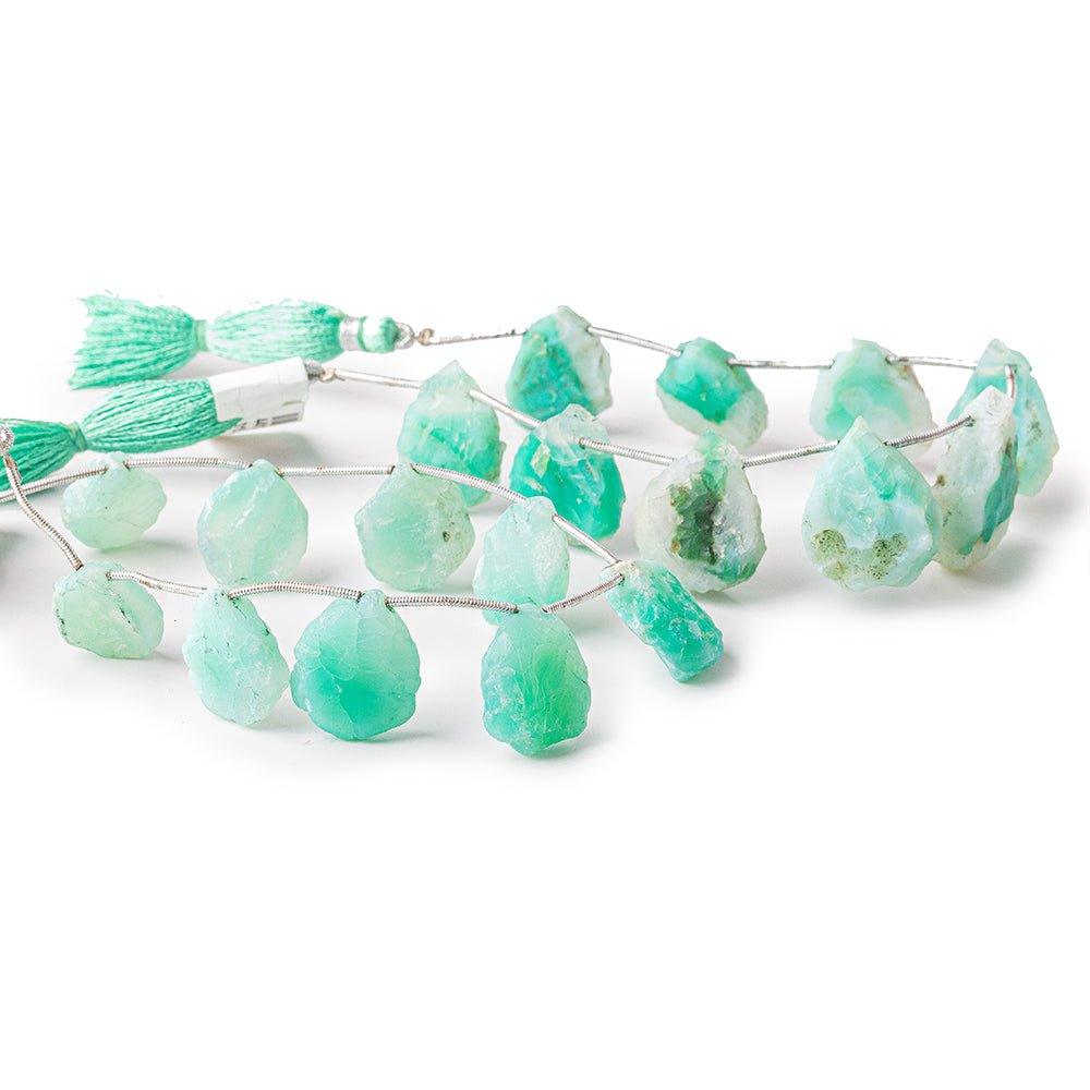 Seafoam Teal Hammer Faceted Pear beads Set of 2 strands 18 pieces 16x13-25x19mm - The Bead Traders
