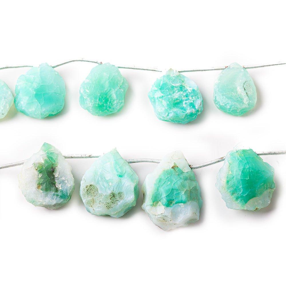 Seafoam Teal Hammer Faceted Pear beads Set of 2 strands 18 pieces 16x13-25x19mm - The Bead Traders