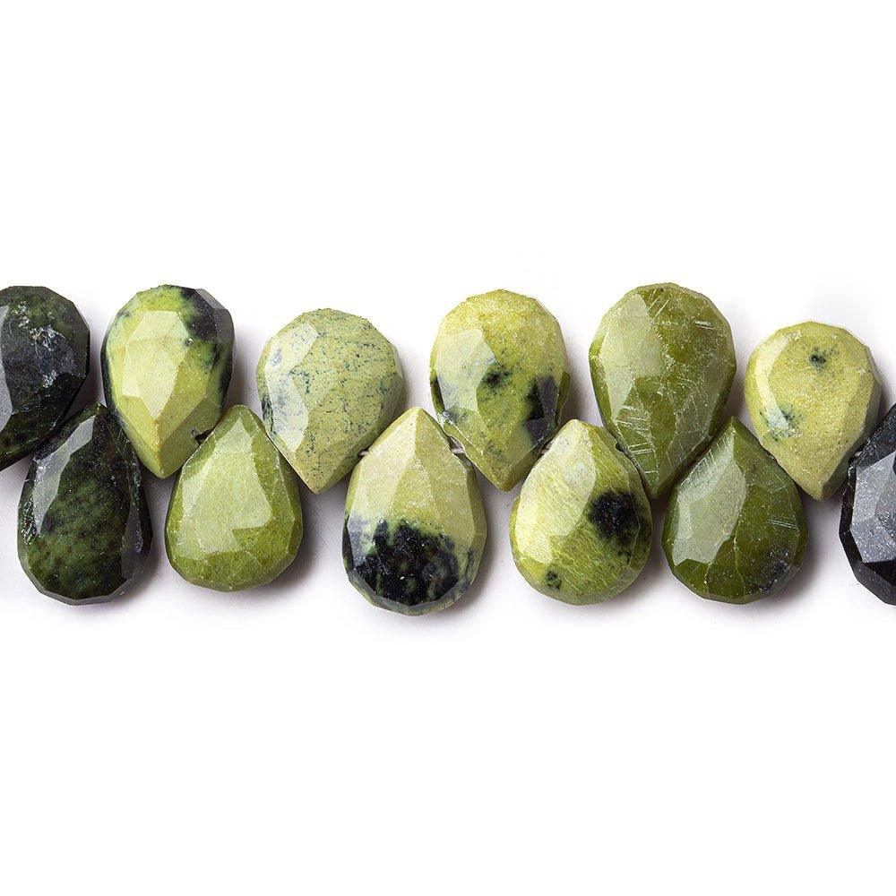 Serpentine Beads Faceted Top Drilled 13-14mm Pears - The Bead Traders