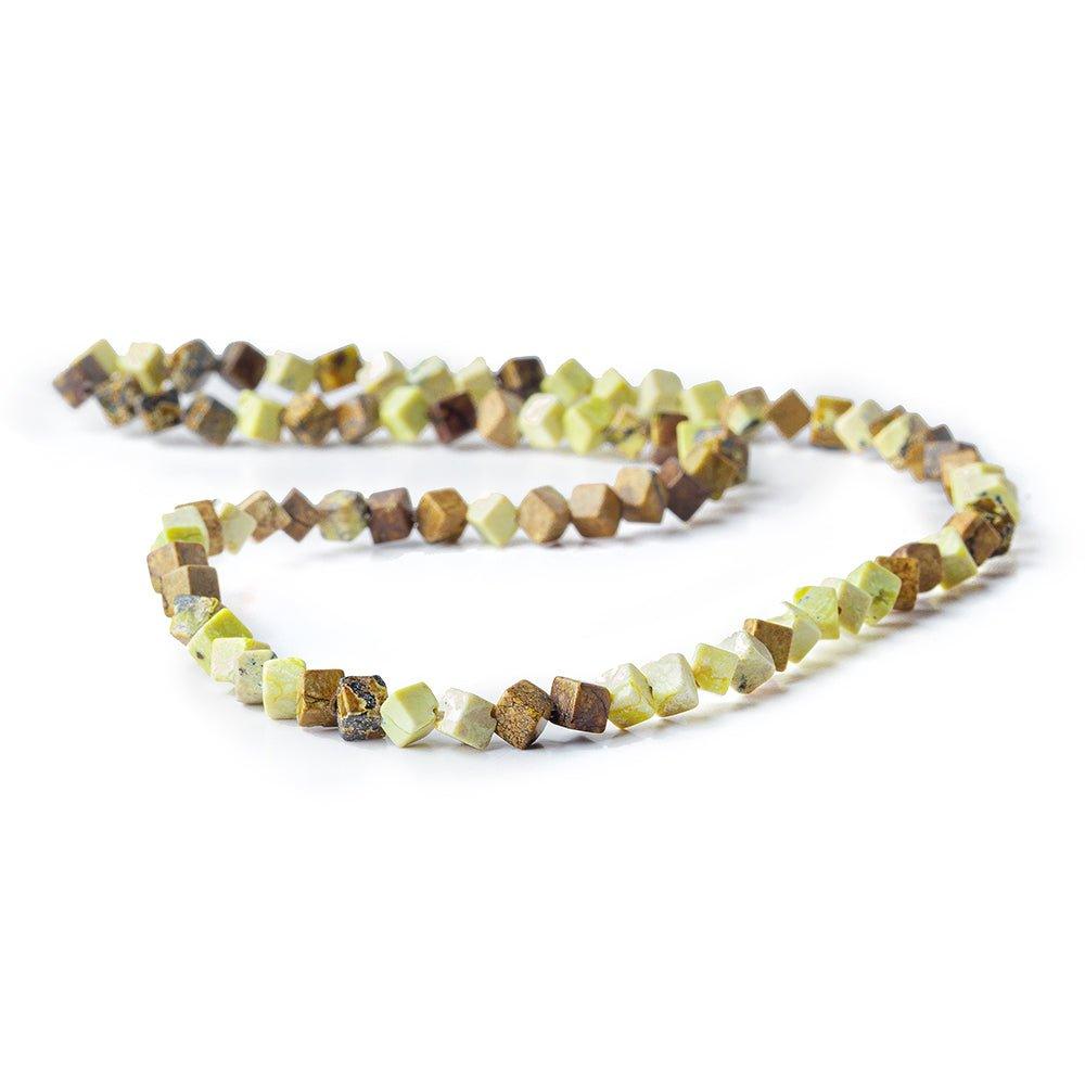 Serpentine Corner Drilled Plain Cube Beads, 15 inch, 4x4mm avg, 80 pieces - The Bead Traders