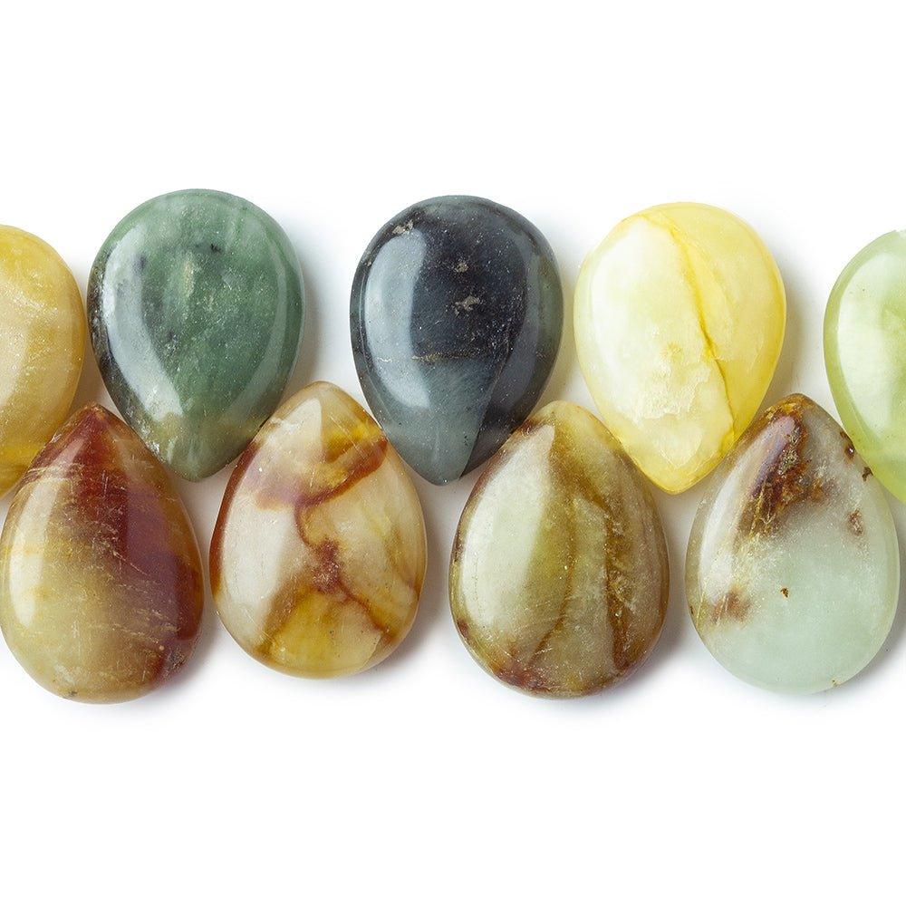 Serpentine plain pears 15 inch 50 beads 17x12mm average - The Bead Traders
