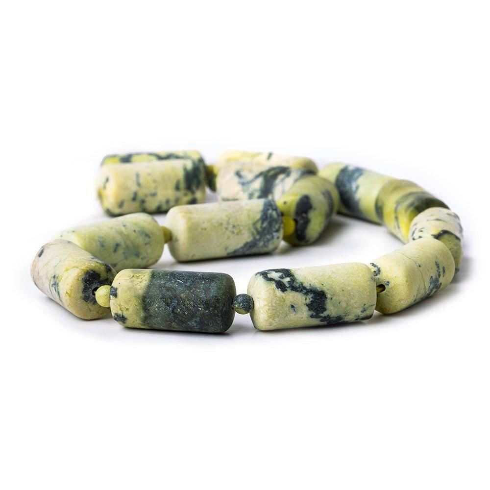 Serpentine plain tube and plain rounds 11x23mm & 4mm 14 beads 15 inch - The Bead Traders