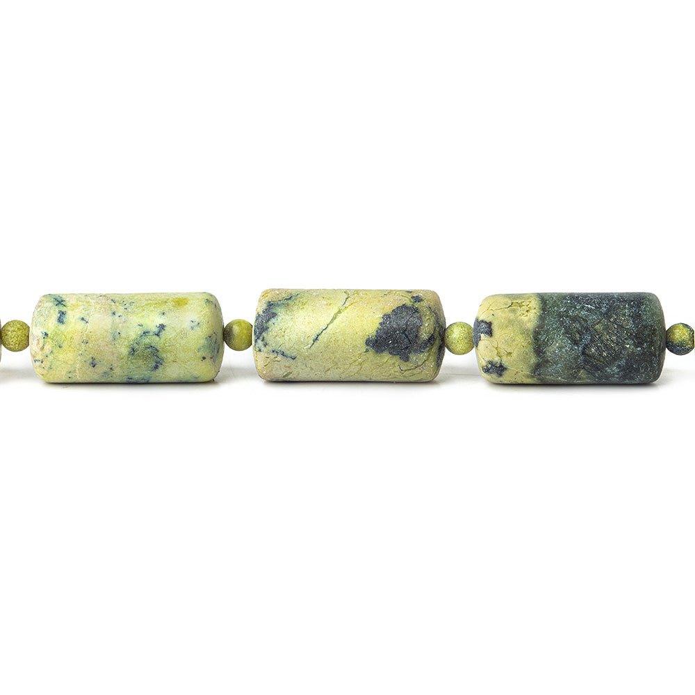 Serpentine plain tube and plain rounds 11x23mm & 4mm 14 beads 15 inch - The Bead Traders