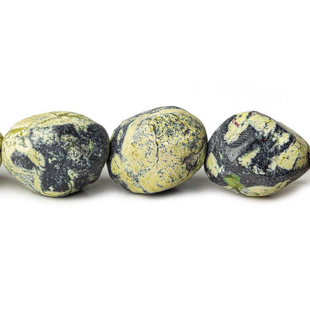 Serpentine Tumbled Faceted Nugget Beads, 14 inch length, 17x13-19x13mm, 21 pieces - The Bead Traders