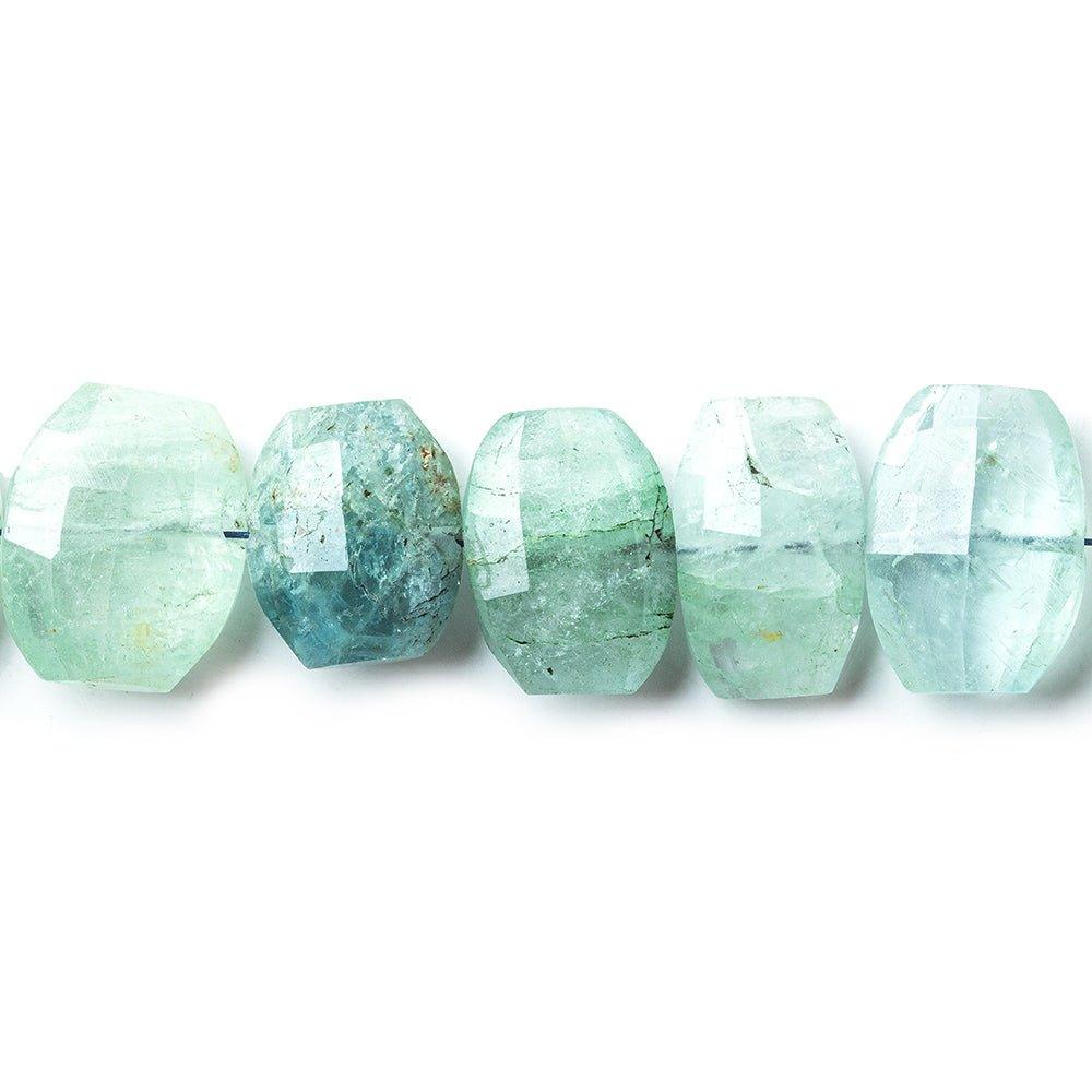 Shaded Aquamarine side drilled faceted cushions 8 inch 21 beads 11x7mm - 14x9mm - The Bead Traders