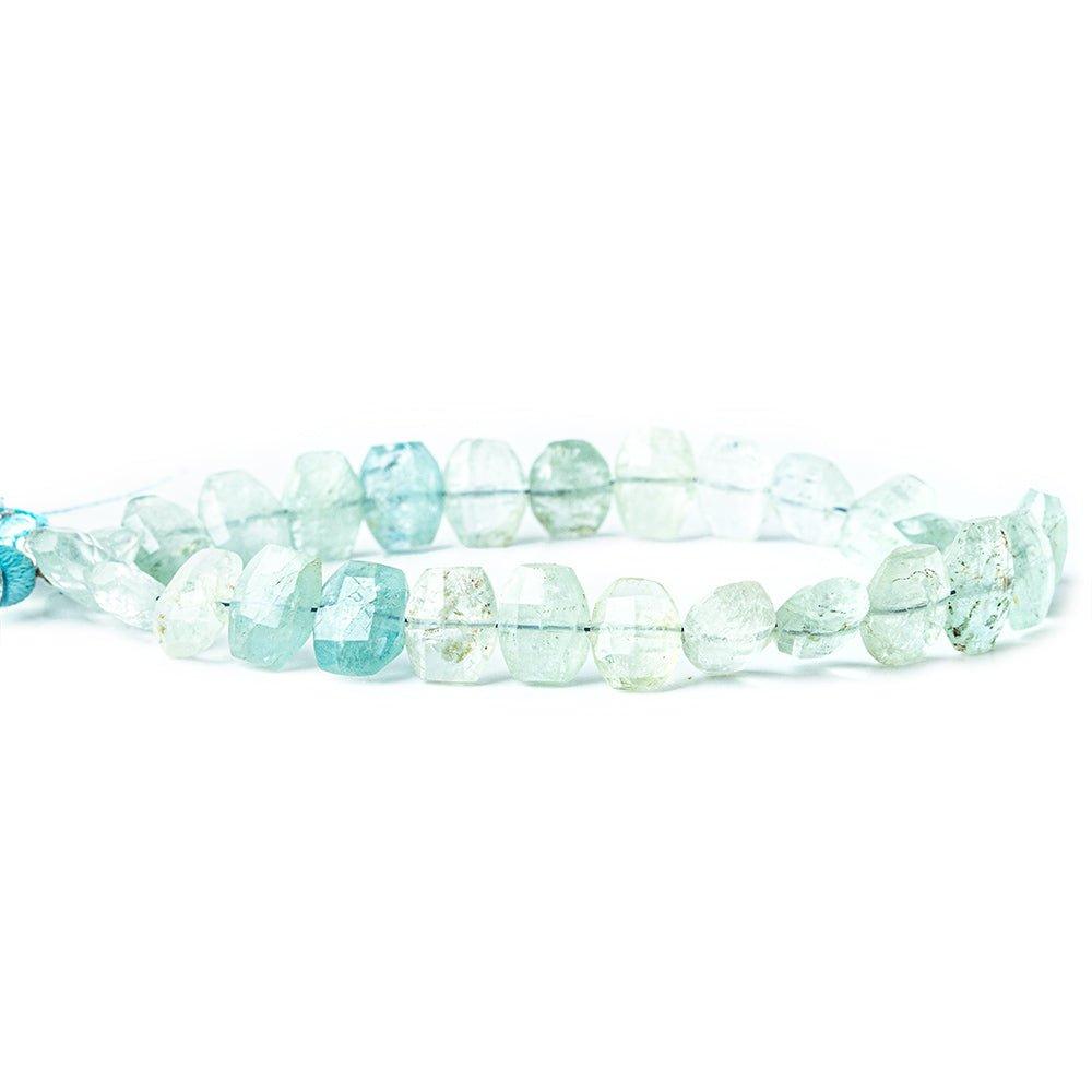 Shaded Aquamarine side drilled faceted cushions 8 inch 27 beads 9x7mm - 11x7mm - The Bead Traders