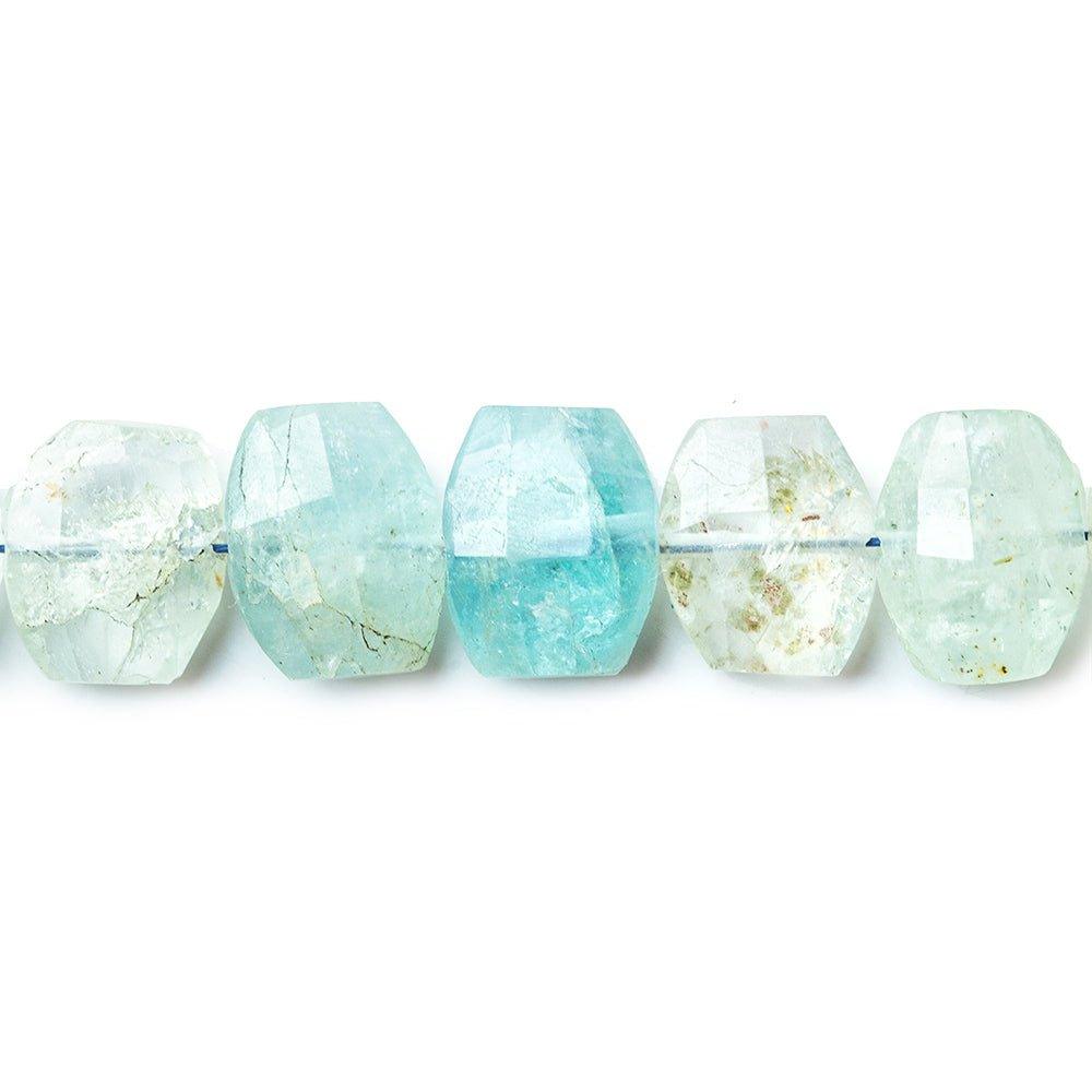 Shaded Aquamarine side drilled faceted cushions 8 inch 27 beads 9x7mm - 11x7mm - The Bead Traders