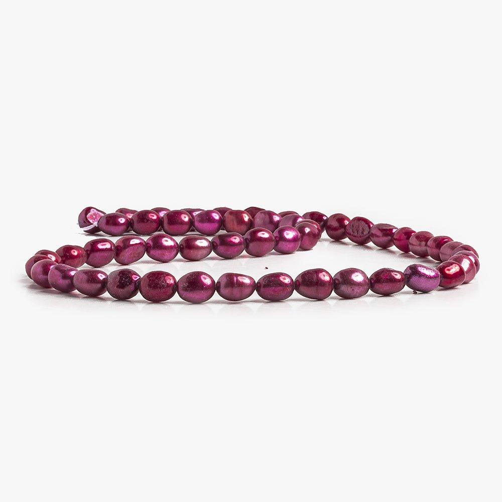 Shaded Burgundy Red Baroque straight drilled flat sided Freshwater Pearls 16 inch 39 pieces 7x8mm - 7x9mm - The Bead Traders