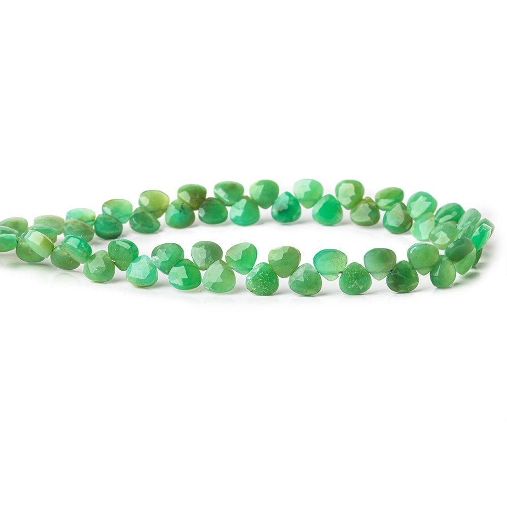 Shaded Chrysoprase faceted heart briolettes 5x5mm average 7 inch 56 beads - The Bead Traders