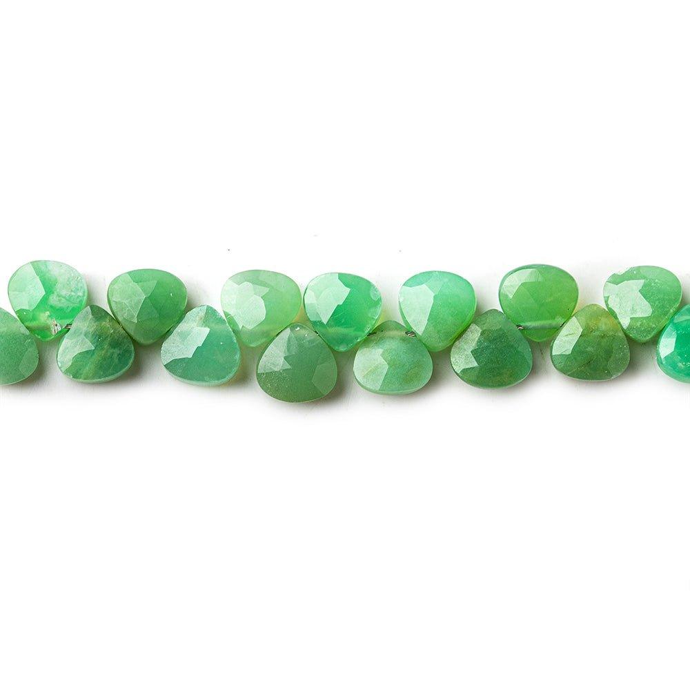 Shaded Chrysoprase faceted heart briolettes 5x5mm average 7 inch 56 beads - The Bead Traders