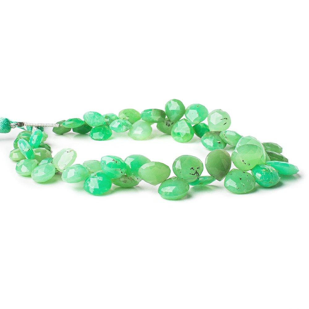 Shaded Chrysoprase faceted heart briolettes 8 inch 54 beads 6x6-11x12mm - The Bead Traders