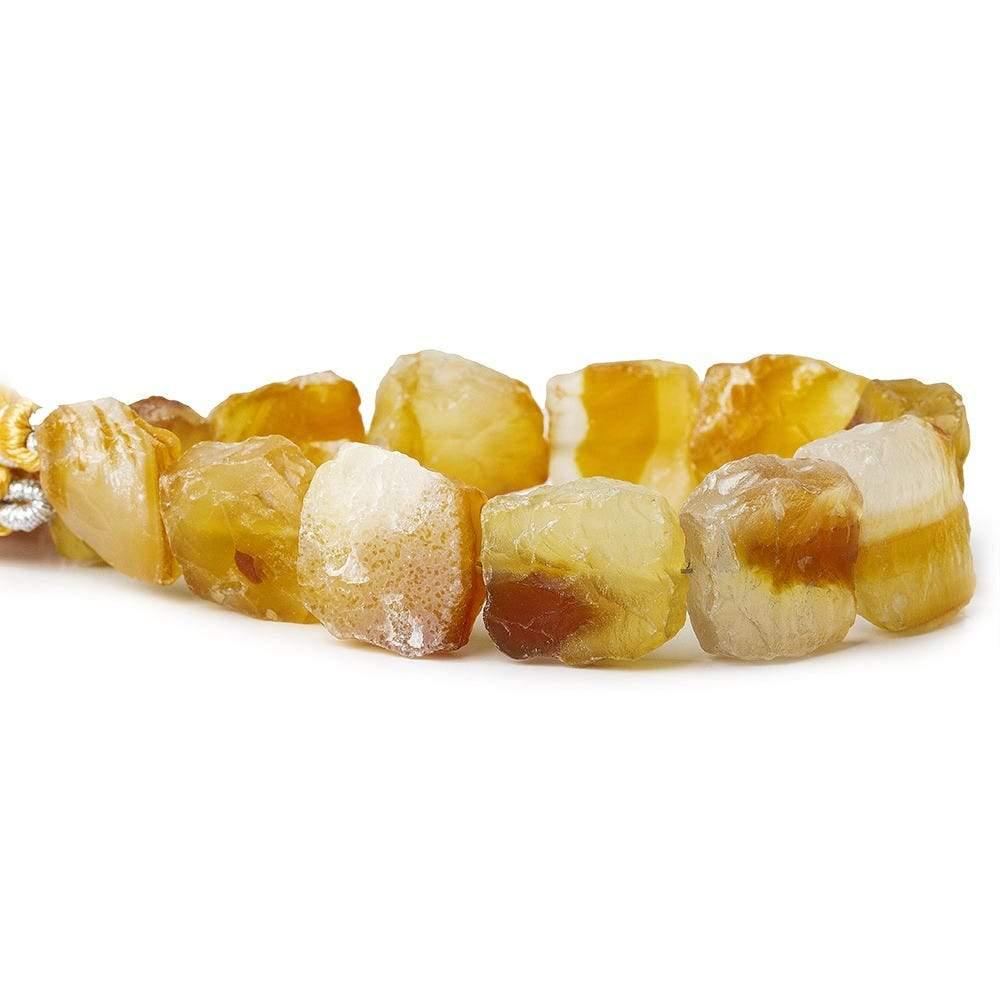 Shaded Gold Yellow Agate Hammer Faceted Square Beads 13 pieces - The Bead Traders