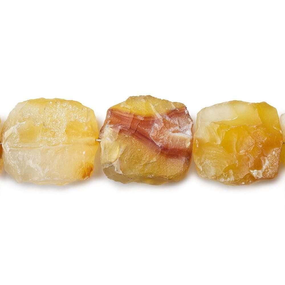 Shaded Gold Yellow Agate Hammer Faceted Square Beads 13 pieces - The Bead Traders