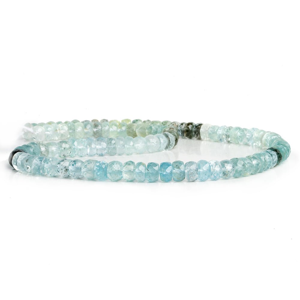 Shaded Moss Aquamarine Faceted Rondelle Beads 15 inch 100 pieces - The Bead Traders
