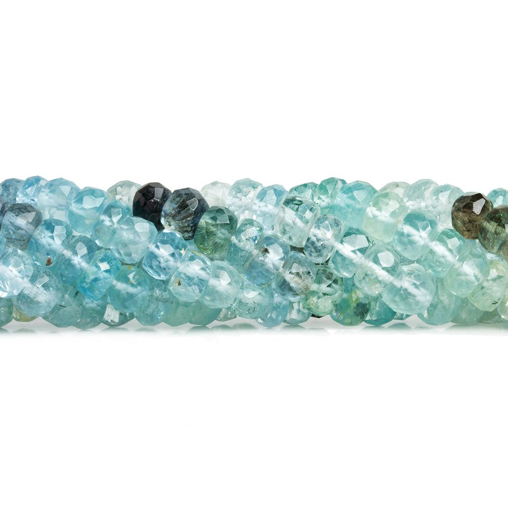 Shaded Moss Aquamarine Faceted Rondelle Beads 15 inch 100 pieces - The Bead Traders
