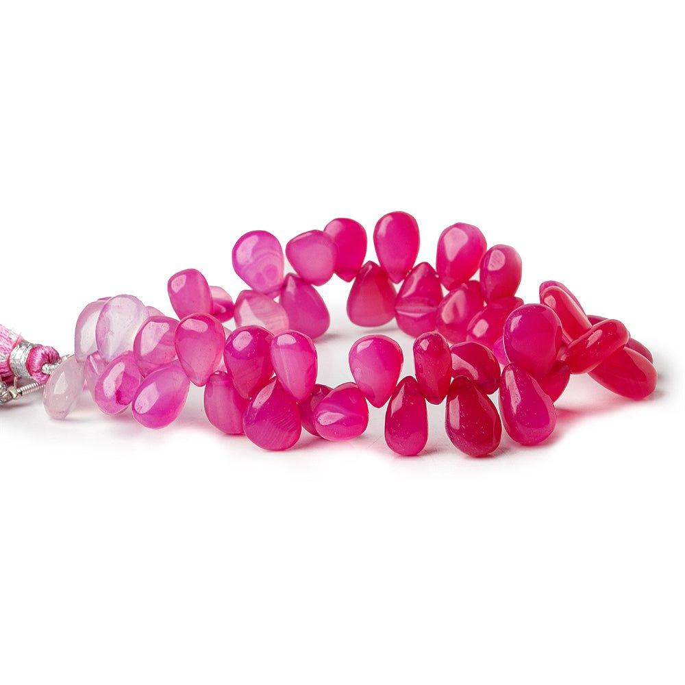 Shaded Neon Pink Chalcedony plain pears 8 inch 50 beads 9x7-12x9mm - The Bead Traders