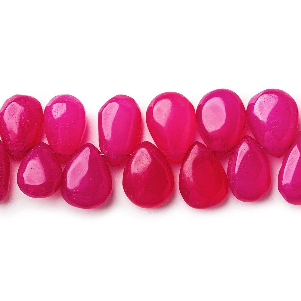 Shaded Neon Pink Chalcedony plain pears 8 inch 50 beads 9x7-12x9mm - The Bead Traders