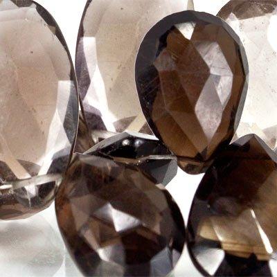 Shaded Smoky Quartz Pear Briolette Beads - The Bead Traders
