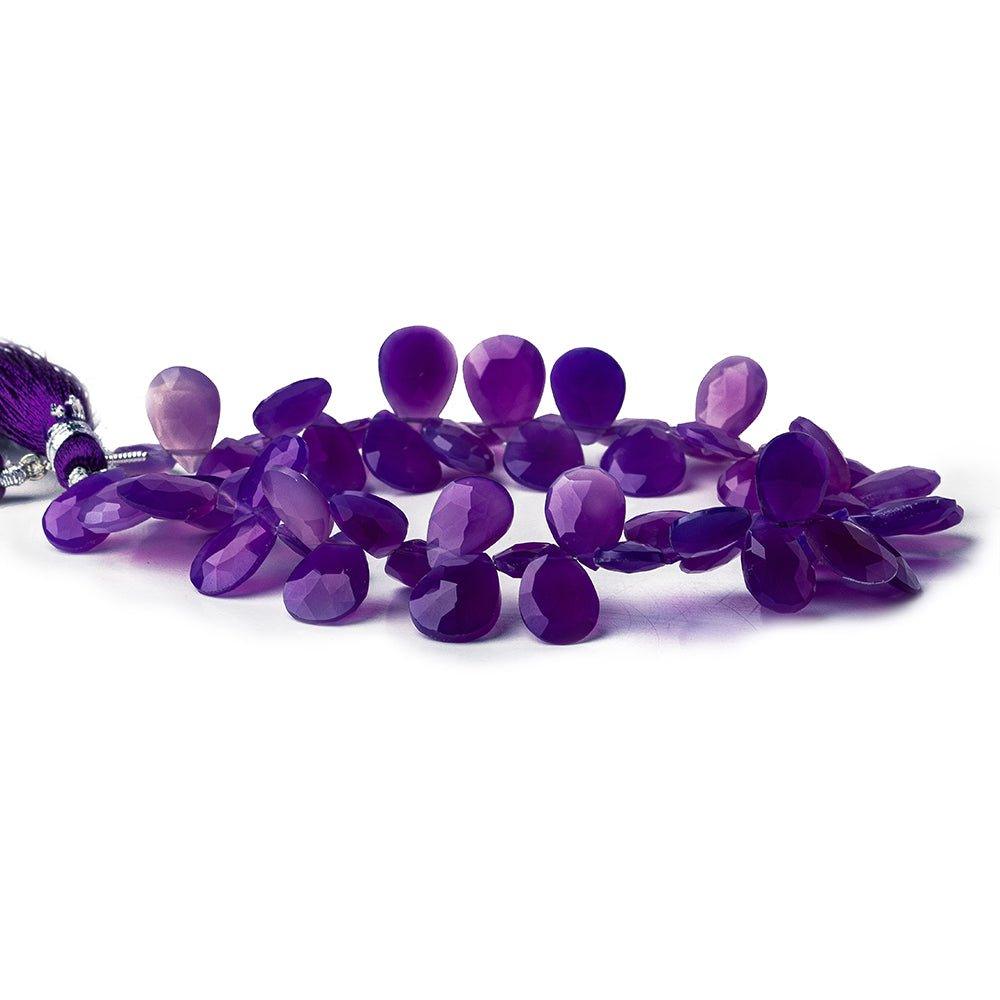 Shaded Violet Chalcedony faceted pears 8 inch 60 beads 10x7-11x9mm - The Bead Traders