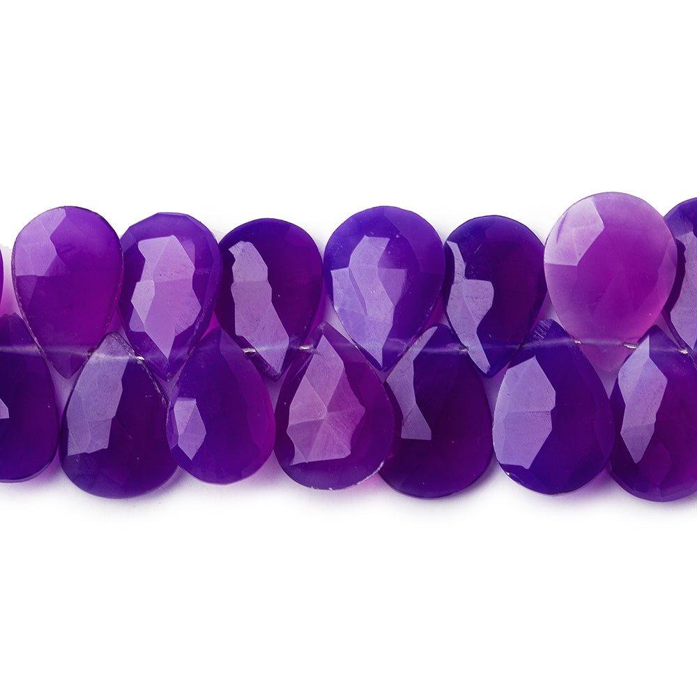 Shaded Violet Chalcedony faceted pears 8 inch 60 beads 10x7-11x9mm - The Bead Traders