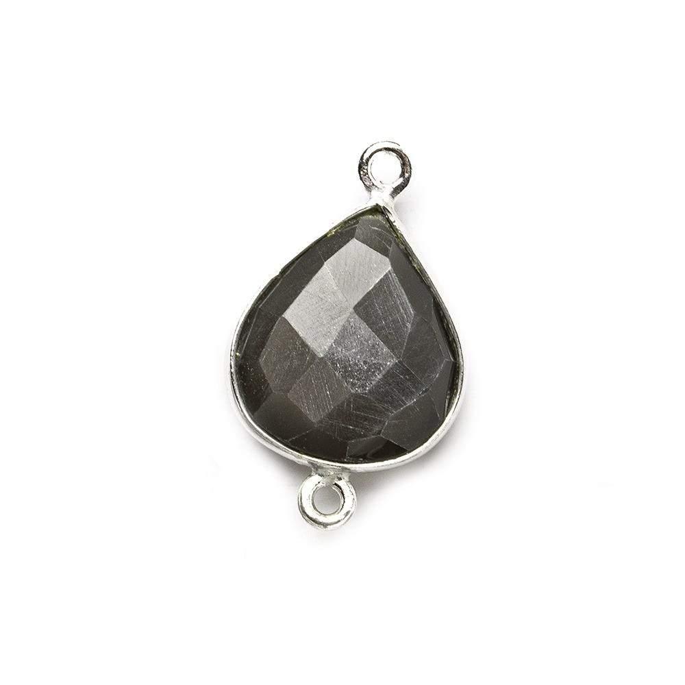 Silver .925 Bezel Dark Platinum Grey Moonstone faceted pear Connector 1 piece - The Bead Traders