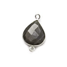 Silver .925 Bezel Dark Platinum Grey Moonstone faceted pear Connector 1 piece - The Bead Traders