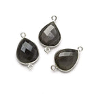 Silver .925 Bezel Dark Platinum Grey Moonstone faceted pear Connector 1 piece - The Bead Traders