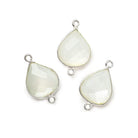 Silver .925 Bezel White Moonstone faceted pear Connector 1 piece - The Bead Traders