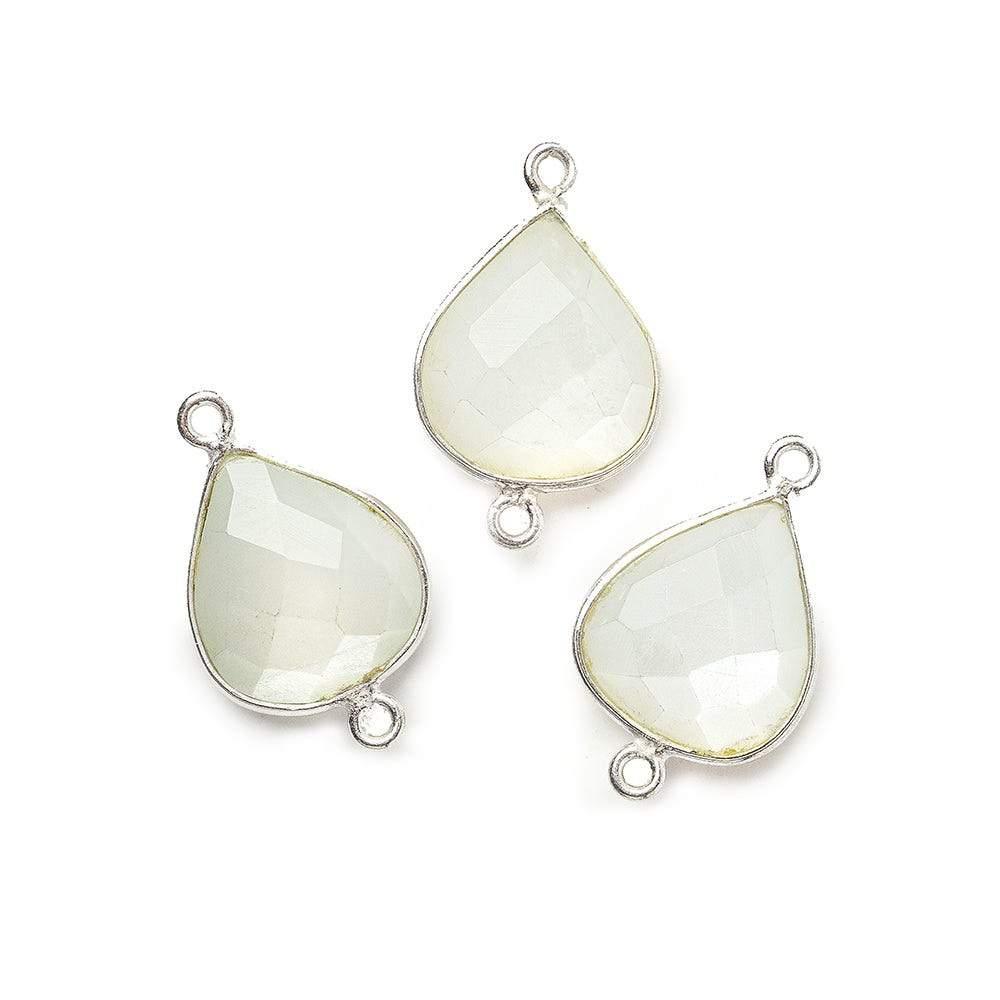 Silver .925 Bezel White Moonstone faceted pear Connector 1 piece - The Bead Traders