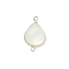 Silver .925 Bezel White Moonstone faceted pear Connector 1 piece - The Bead Traders