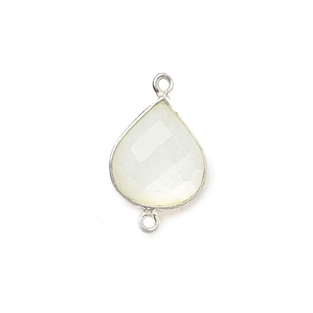 Silver .925 Bezel White Moonstone faceted pear Connector 1 piece - The Bead Traders
