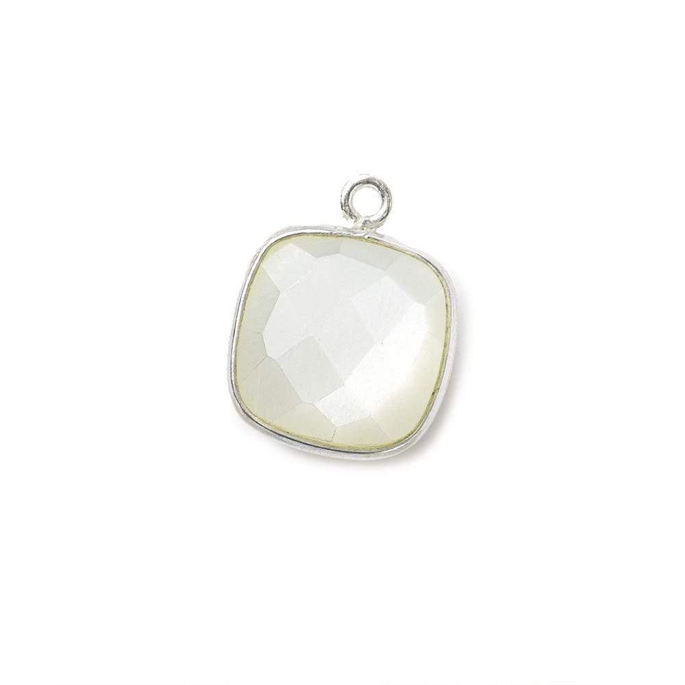 Silver .925 Bezeled White Moonstone faceted pillow Pendant 1 piece - The Bead Traders