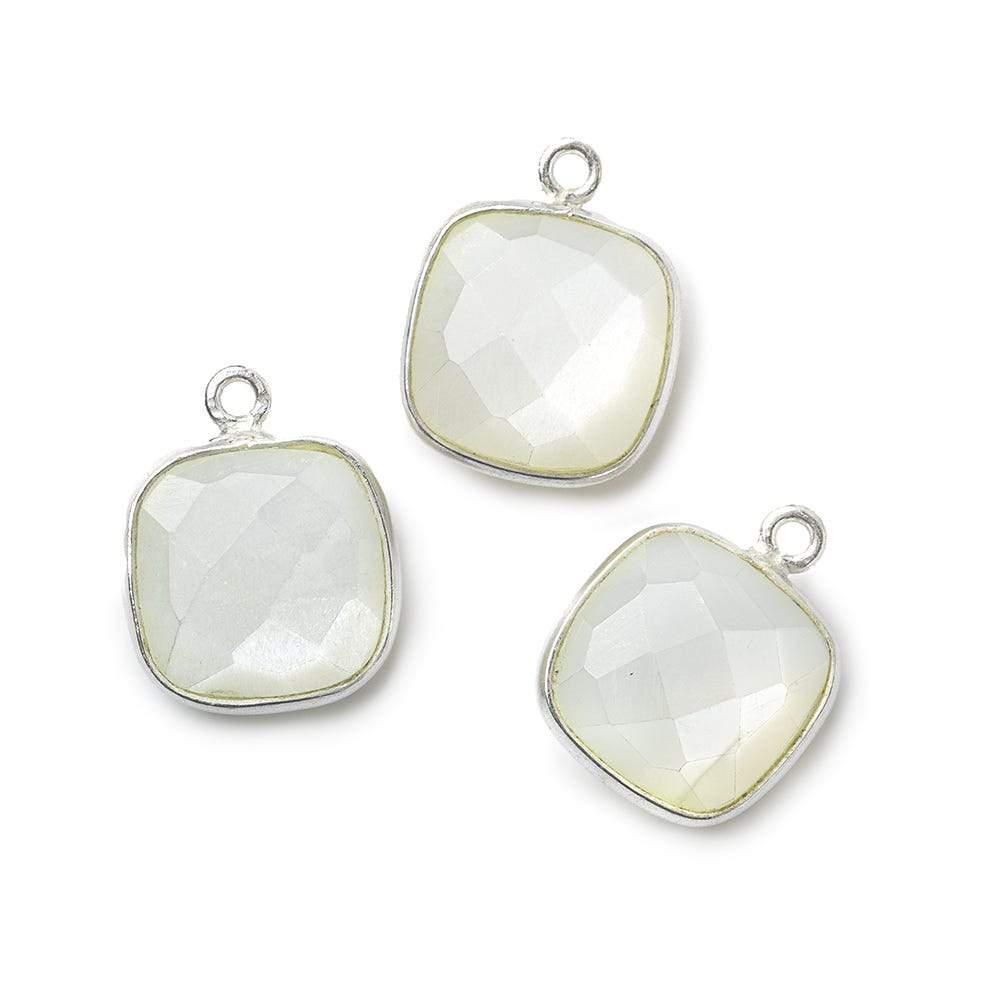 Silver .925 Bezeled White Moonstone faceted pillow Pendant 1 piece - The Bead Traders