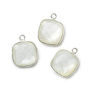 Silver .925 Bezeled White Moonstone faceted pillow Pendant 1 piece - The Bead Traders