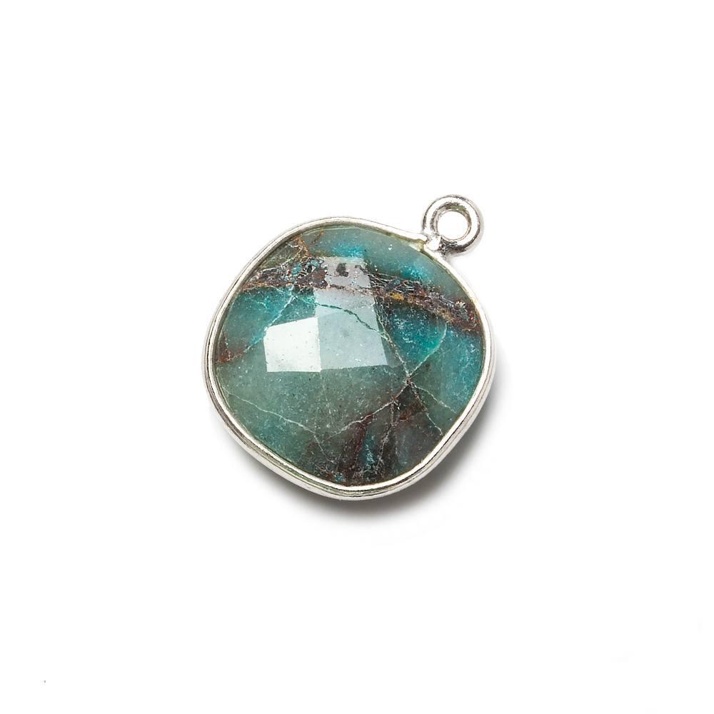 Silver Bezel Chrysocolla faceted cushion Pendant 1 piece - The Bead Traders