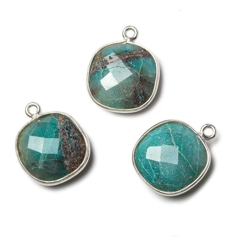 Silver Bezel Chrysocolla faceted cushion Pendant 1 piece - The Bead Traders