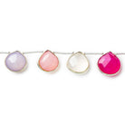 Silver Bezel Multi Color Chalcedony faceted hearts 8 inch 11 pieces 11x11-13x13mm size range - The Bead Traders