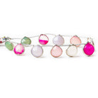 Silver Bezel Multi Color Chalcedony faceted hearts 8 inch 11 pieces 11x11-13x13mm size range - The Bead Traders