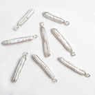 Silver Bezel White Biwa Pearl Connector 1 Bead - The Bead Traders