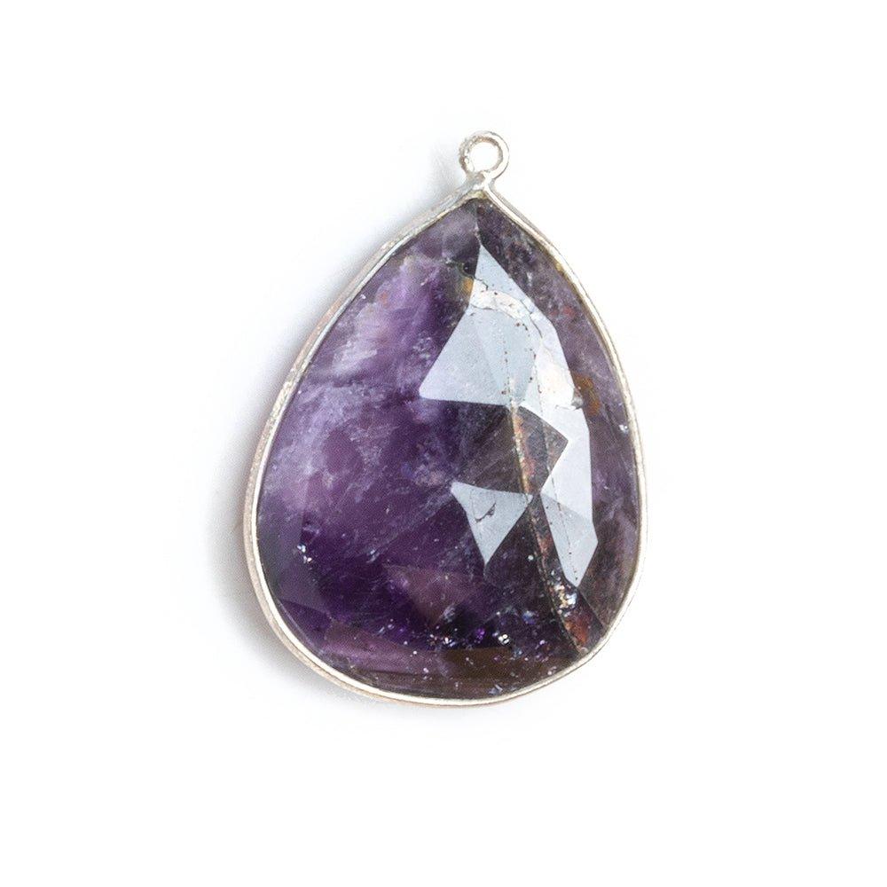 Silver Bezeled Amethyst Faceted Pear Pendant 1 Piece - The Bead Traders