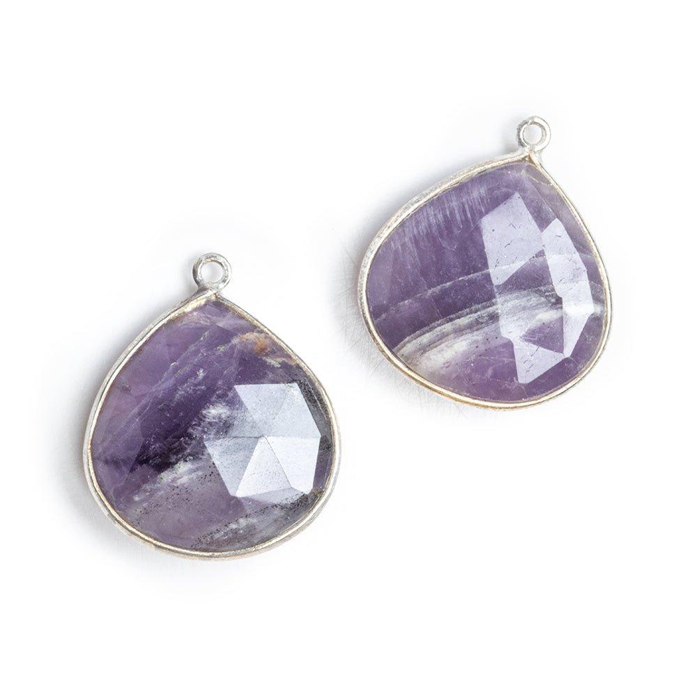 Silver Bezeled Amethyst Heart Pendants - Lot of 2 - The Bead Traders