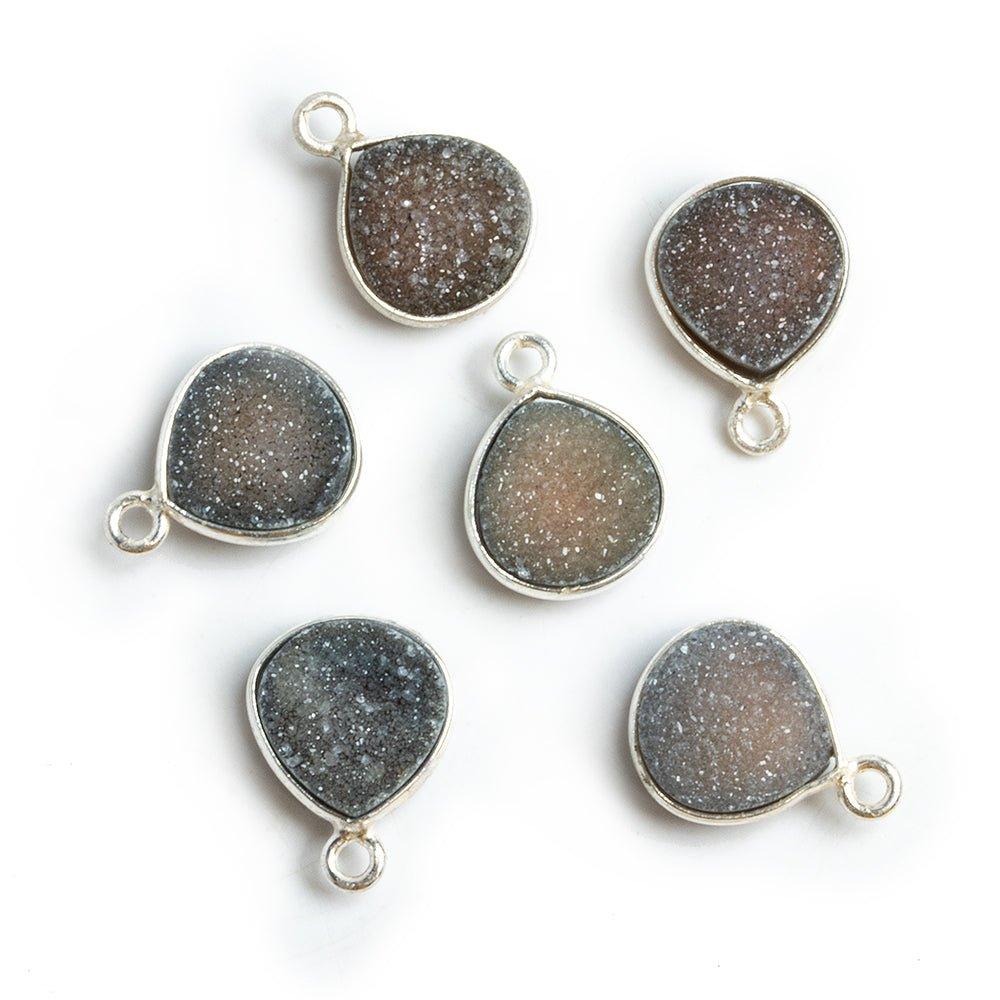 Silver Bezeled Black Drusy Heart Pendant 1 Piece - The Bead Traders