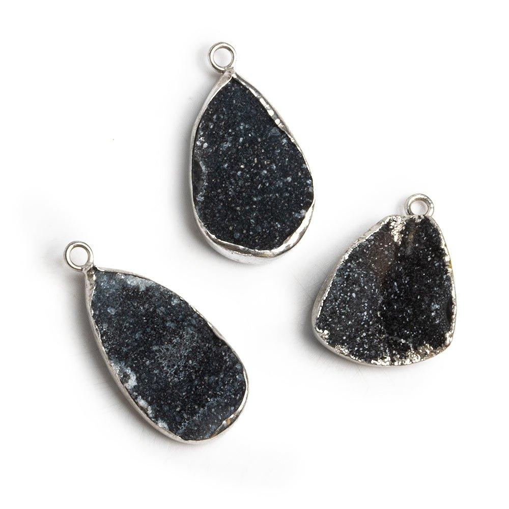 Silver Bezeled Black Drusy - Lot of 3 - The Bead Traders