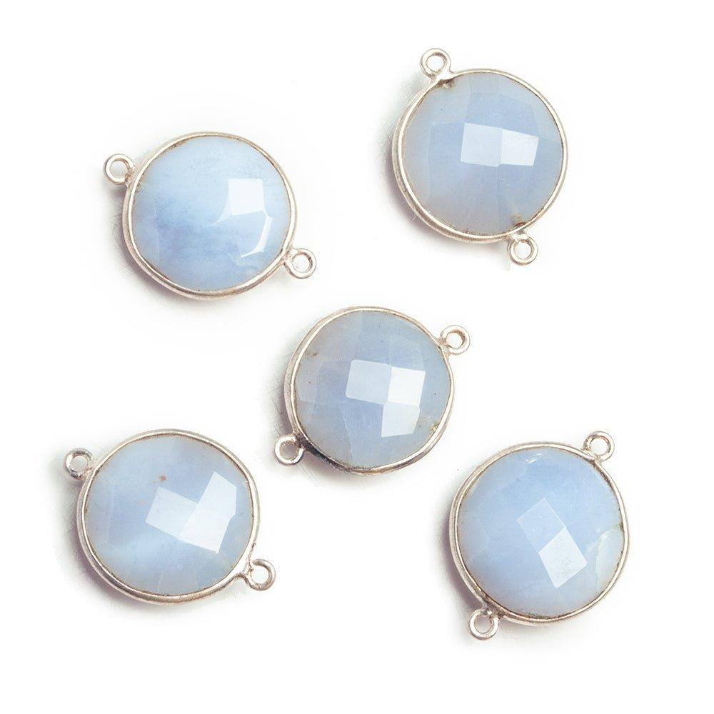 Silver Bezeled Chalcedony Coin Connectors - Lot of 5 - The Bead Traders